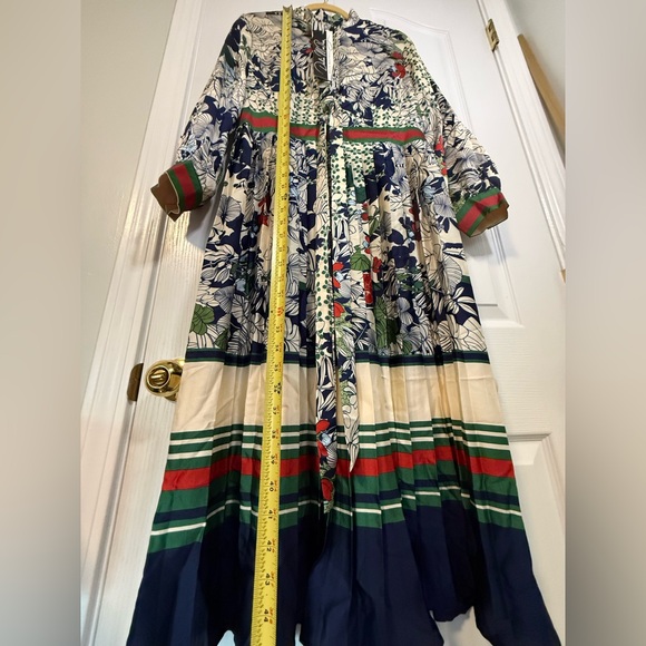 Dalia MacPhee long-sleeve floral pleated midi dress Large - Picture 7 of 12